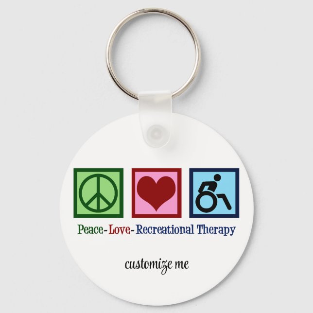 Llavero Peace Love Recreational Therapy Personalized (Anverso)