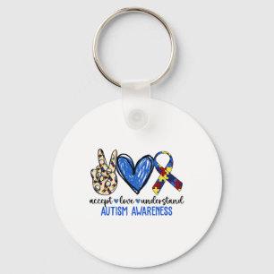 Llavero Peace Love Ribbon Autism Awareness Accept Love Und