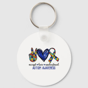 Llavero Peace Love Ribbon Autism Awareness Accept Love Und