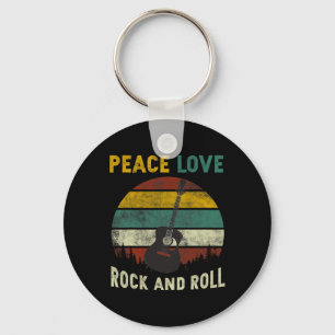 Llavero Peace Love Rock & amp; Guitarista Guitarista de Gu