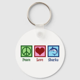 Llavero Peace Love Sharks