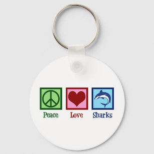 Llavero Peace Love Sharks