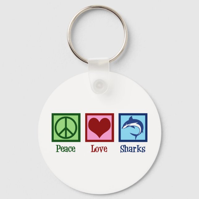 Llavero Peace Love Sharks (Anverso)