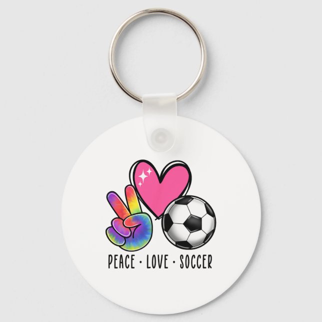 Llavero Peace Love Soccer For Women Teen Girls Toddler  (Anverso)