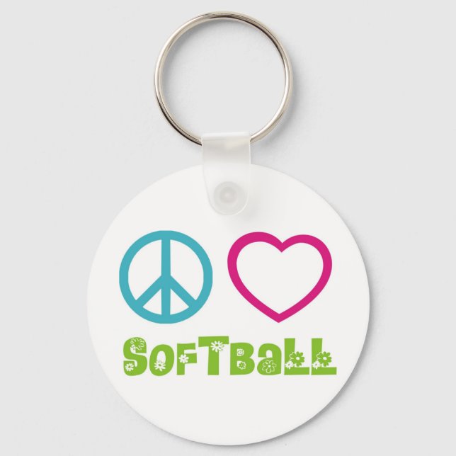 Llavero Peace Love Sofball (Anverso)