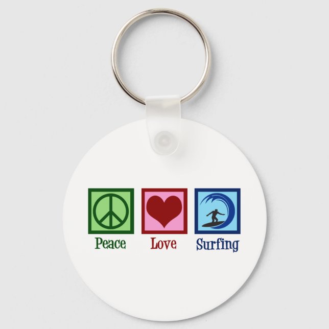 Llavero Peace Love Surfing (Anverso)