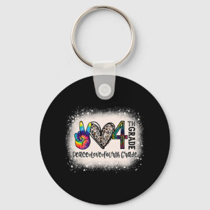Llavero Peace Love Teacher de cuarto grado Chicas de vuelt