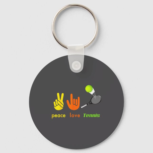 Llavero Peace Love Tennis Funny Tennis Lovers Hand Sign De (Anverso)