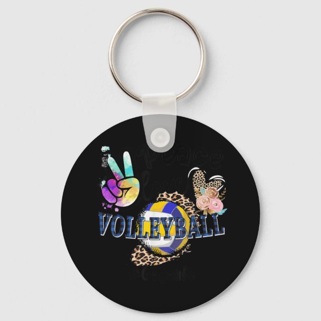 Llavero Peace Love Volleyball Gaga Life Mom Grandma Leopar (Anverso)