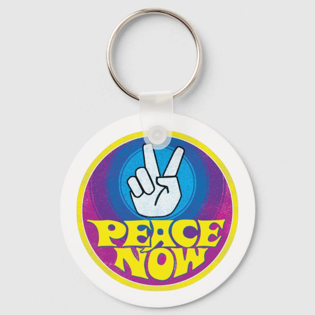 Llavero Peace Now Groovy Retro estilo Hippie Peacesign (Anverso)