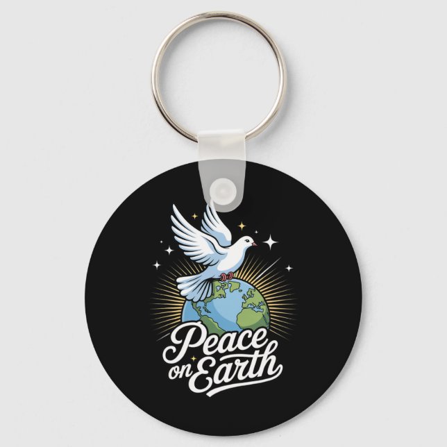 Llavero Peace On Earth Dove And Globe Faith Christmas  (Anverso)