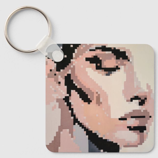 Llavero Peaceful pixel face in soft tones (Anverso)