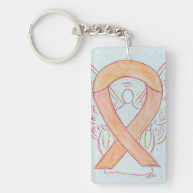 Llavero Peach Awareness Ribbon Angel Key (Frente)