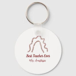Llavero Peach marron glitter rainbow teacher appreciation