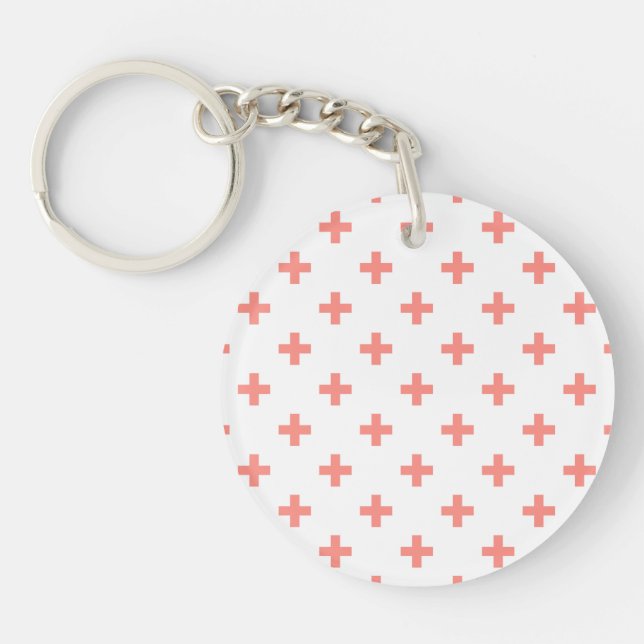 Llavero Peach polka cruza sobre blanco (Frente)