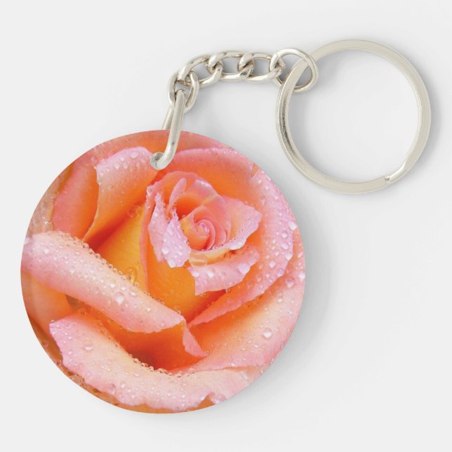 Llavero Peachy Dew Rosa hermosa foto (Atrás)