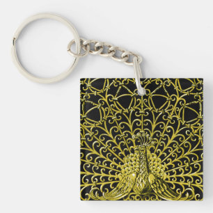 Llavero Peacock de oro de Art Nouveau