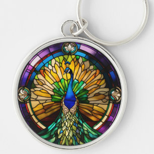 Llavero Peacock de vidrio contenido