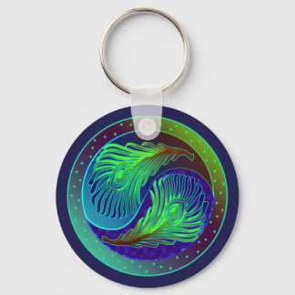 Llavero Peacock Feathers 1 Yin Yang
