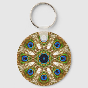 Llavero Peacock Feathers Magic Circle Keychain