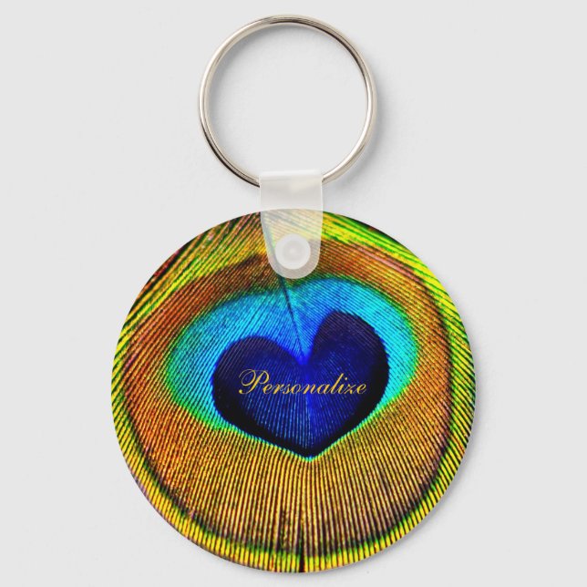 Llavero Peacock nutre el ojo del amor con nombre (Anverso)