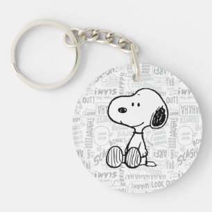 Llavero PEANUTS   Snoopy on Black White Comics