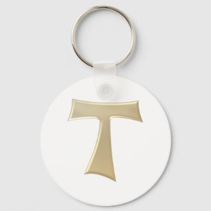 Llavero Pearl Look Franciscan Tau Cross