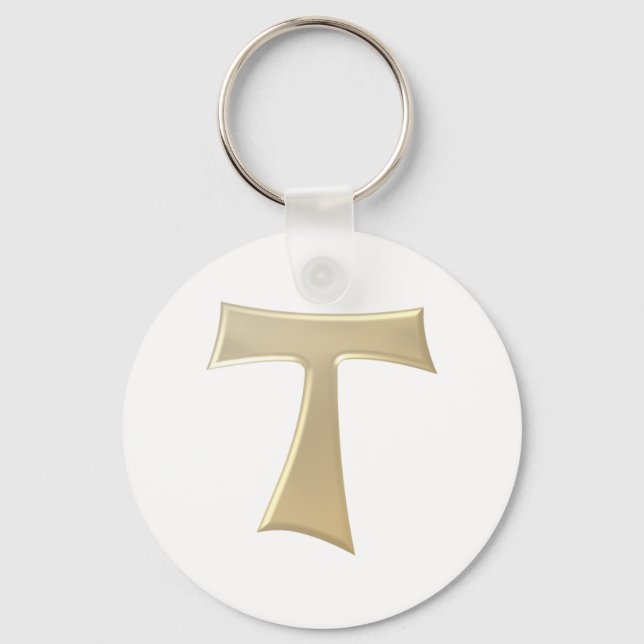Llavero Pearl Look Franciscan Tau Cross (Anverso)