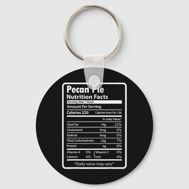 Llavero Pecan Pie Funny Nutrition Facts For Thanksgiving C (Anverso)
