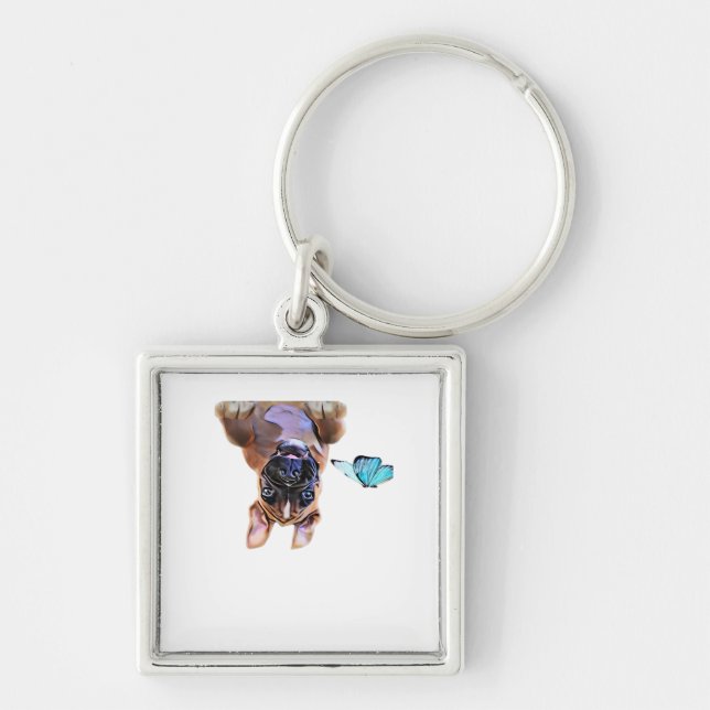 Llavero Peekaboo Boxer Con Mariposas (Frente)