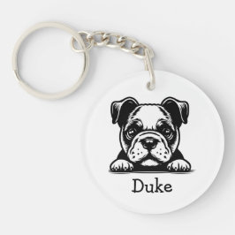 Llavero Peeking Boxer Terrier Puppy Personalizado
