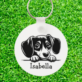 Llavero Peeking Dachshund Puppy Personalizado