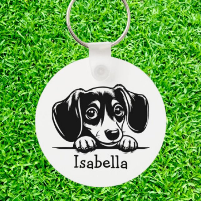Llavero Peeking Dachshund Puppy Personalizado (Thoughtful Gifts for  Dachshund Puppy lover)