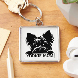 Llavero Peeking Yorkie Black Silhouette Yorkie Mom