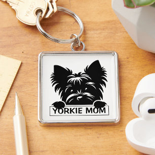 Llavero Peeking Yorkie Black Silhouette Yorkie Mom