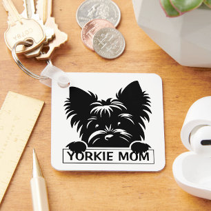 Llavero Peeking Yorkie Black Silhouette Yorkie Mom