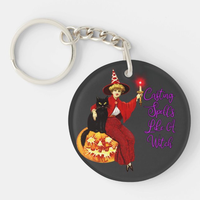 Llavero Pegar ortografías como una bruja - Gato negro de H (Frente)