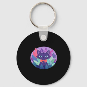 Llavero Pegatina de arte digital kawaii de gato violeta pú