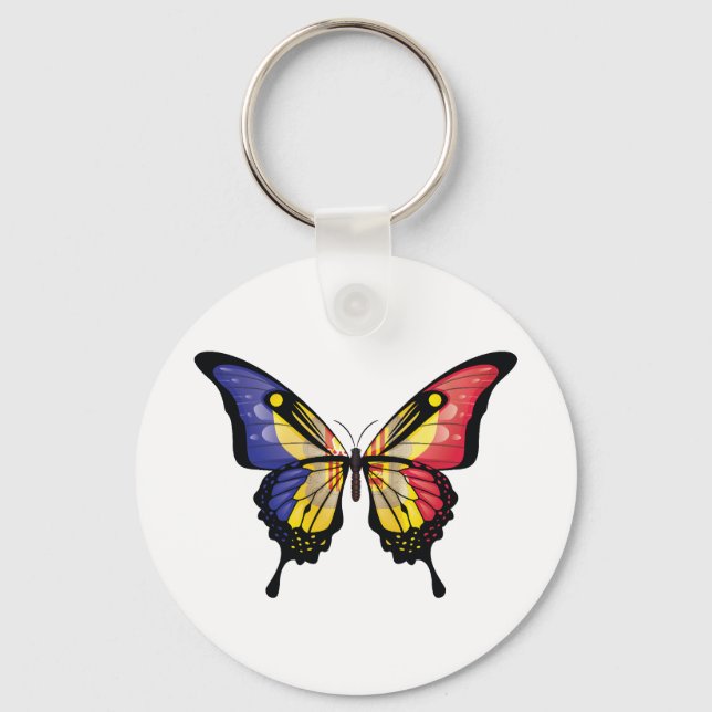 Llavero Pegatina de Bandera de la Mariposa de Cercana de A (Anverso)