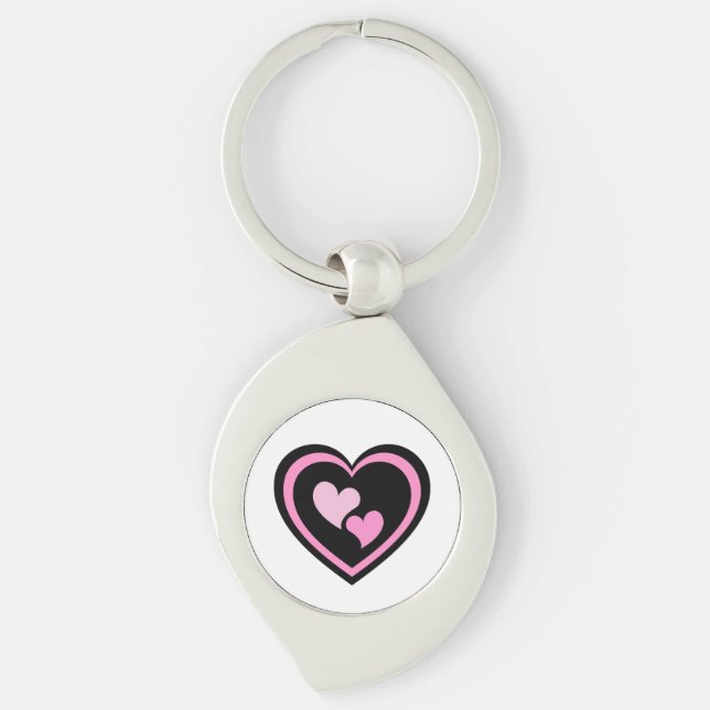 Llavero Pegatina de corazón rosa. (Anverso)