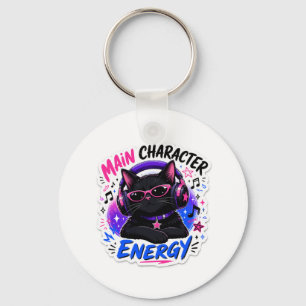 Llavero Pegatina de gato negro con energía de personaje pr