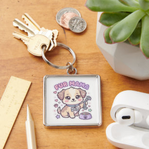 Llavero Pegatina de perro pastel Fur Mama cachorro Kawaii