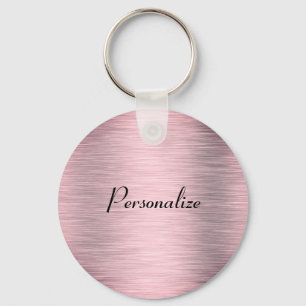 Llavero Pegatina redondo clásico de oro rosado metálico