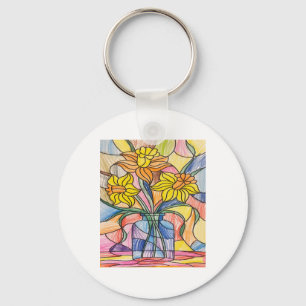 Llavero Pegatinas de narcisos de vidrio teñido vibrantes