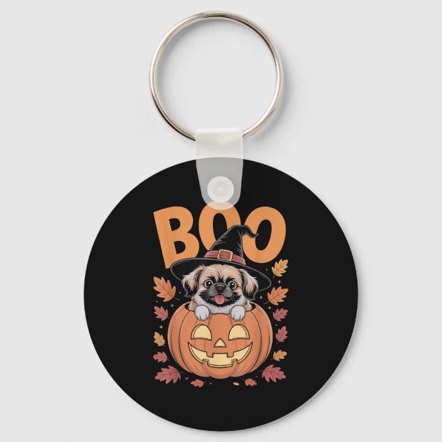 Llavero Peke Costume On Pumpkin Halloween Pekingese  (Anverso)