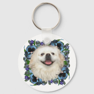 Llavero Pekinés blanco con pensamientos