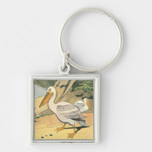 Llavero Pelícanos en la playa ilustrados
