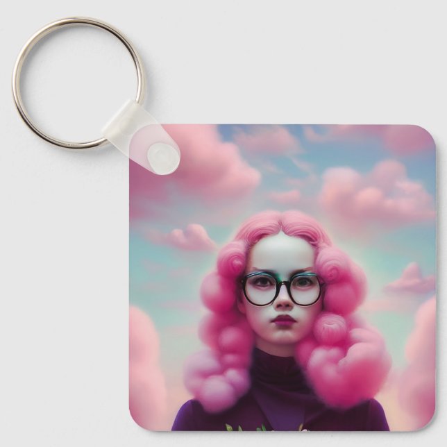 Llavero Pelo rosado serio (Anverso)