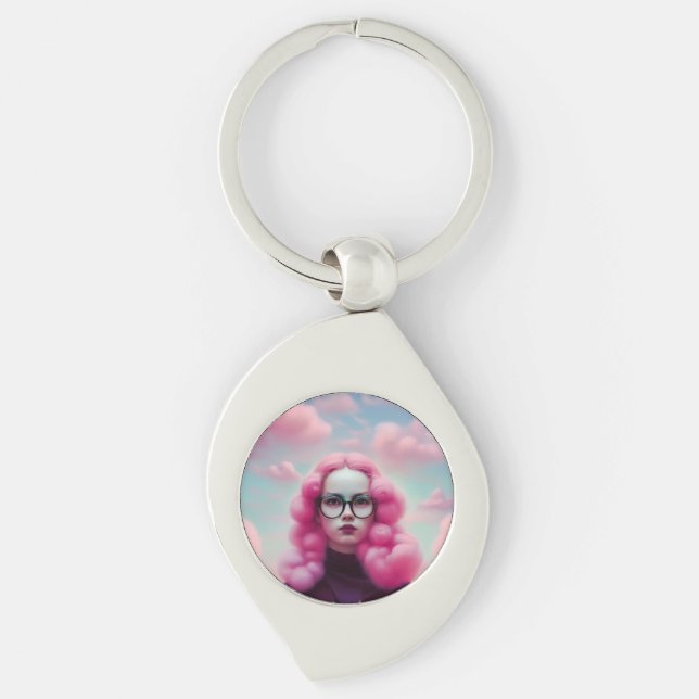 Llavero Pelo rosado serio (Anverso)