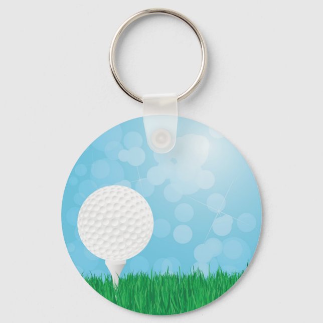 Llavero pelota de golf sobre césped (Anverso)